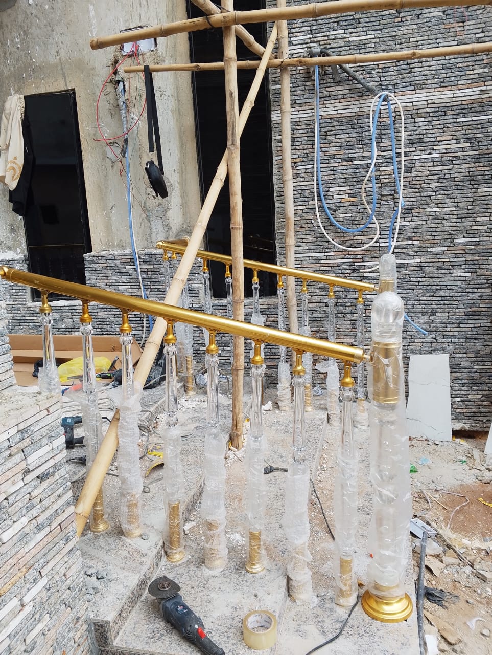 Crystal Balusters, Gold Rail